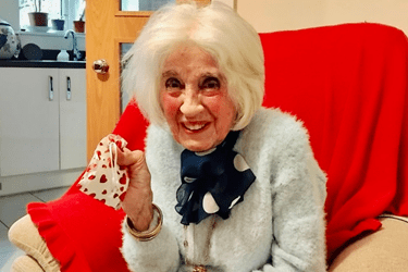 Customer holding Valentines Day gift