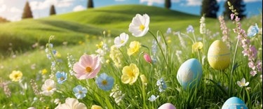 flowers and easter eggs