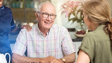 male customer and relative at table