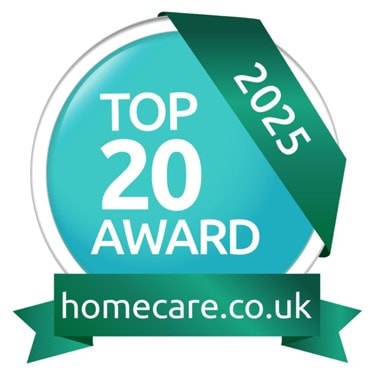 Homecare 2025 Logo, One of the top 20 leading home care providers in the West Midlands
