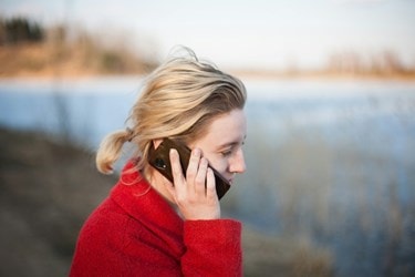Lady in red on phone