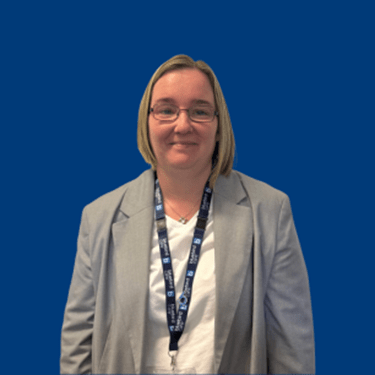 Image of female Bluebird Care Team Member on a blue background
