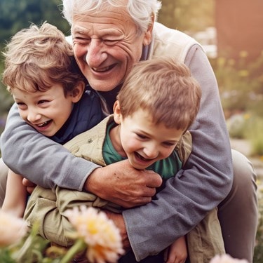 Grandpa with two kids