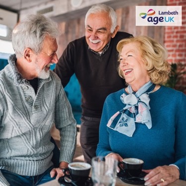 Elderly people having coffee at a cafe