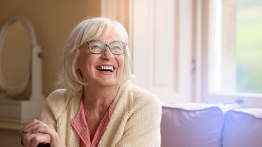 female customer smiling