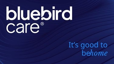 Bluebird Care It's good to be home brand block