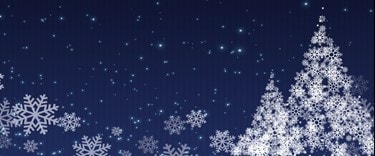 Snowflakes shaping white Christmas trees and stars