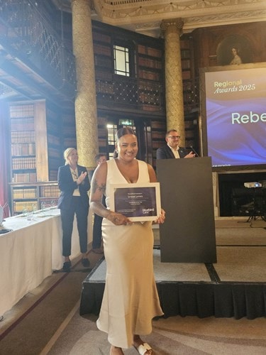 Sinead celebrating her award