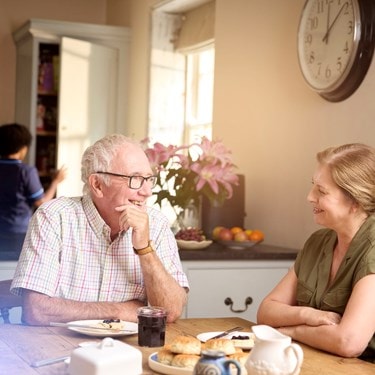 male customer and relative in kitchen