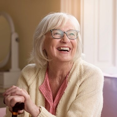 female customer smiling