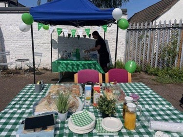 Macmillan fundraising event - table with treats
