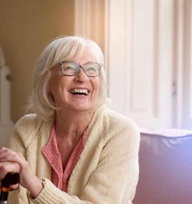 female customer smiling