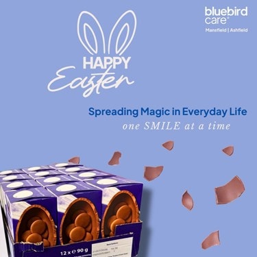 Bluebird Care Mansfield & Ashfield carers delivering Easter eggs to customers- SMILE campaign