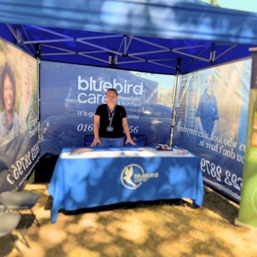 Bluebird Care Mansfield & Ashfield stand at Ashfield Show 2026 at Sutton Lawn in Sutton-in-Ashfield