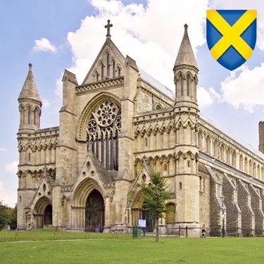 St Albans Cathedral with Flag