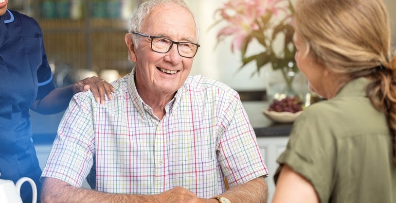 male customer and relative at table