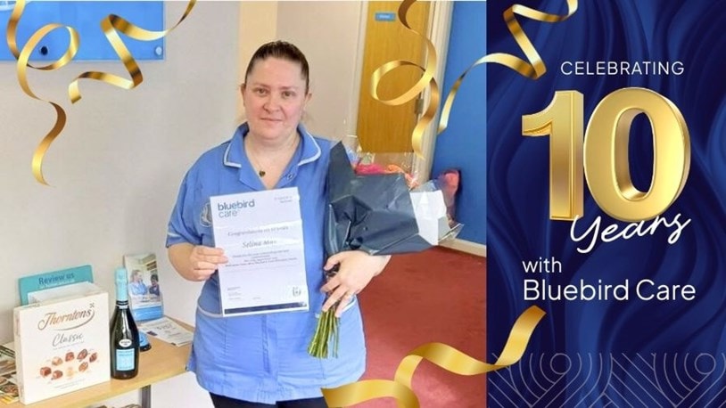 Selena celebrates 10yrs with Bluebird Care Wiltshire North