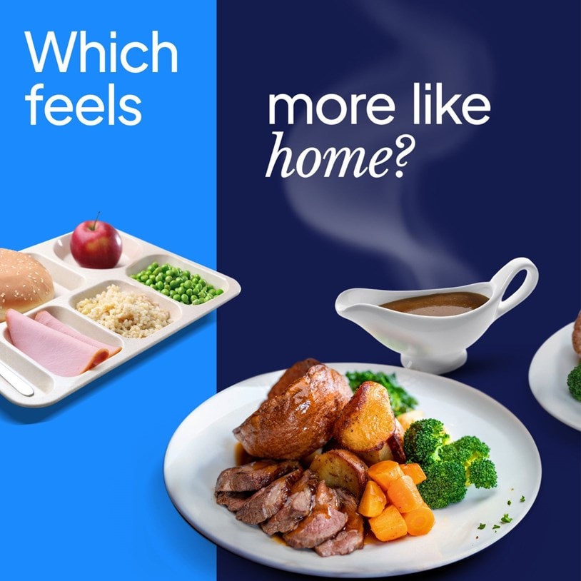 Roast Dinner comparison between care home meal and home meal staying at home
