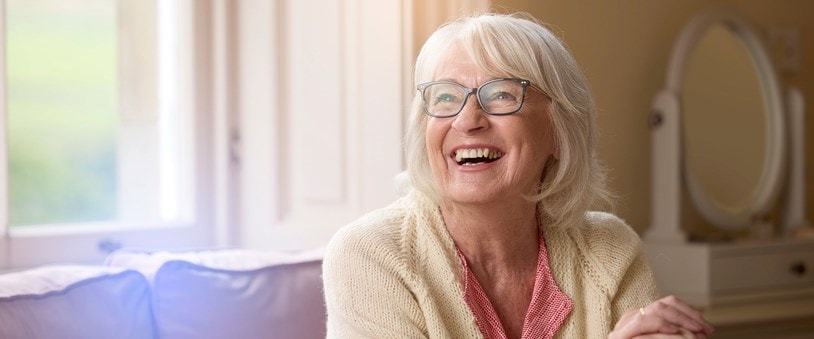 female customer smiling