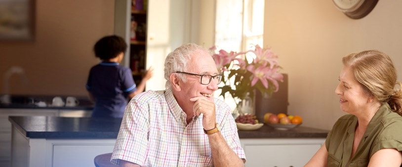 male customer and relative in kitchen