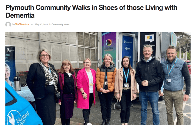A screencap of an article about our Dementia event in We Are South Devon