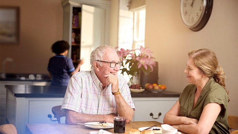male customer and relative in kitchen