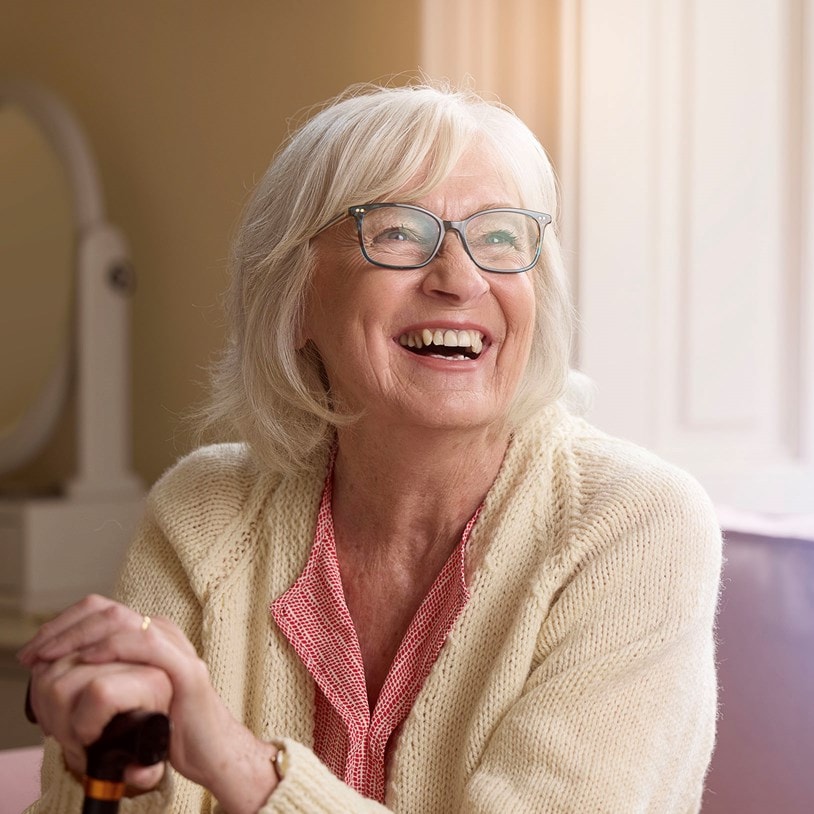 female customer smiling