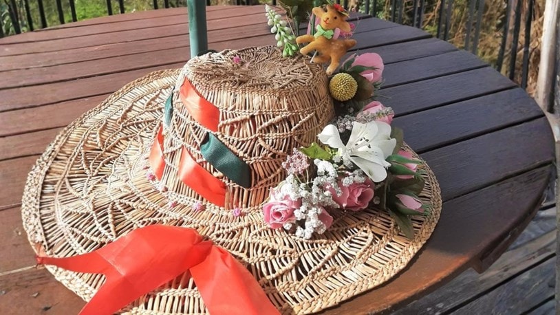 Easter bonnet on a wooden table