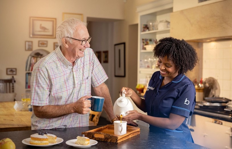 Customer and Care Expert drinking tea